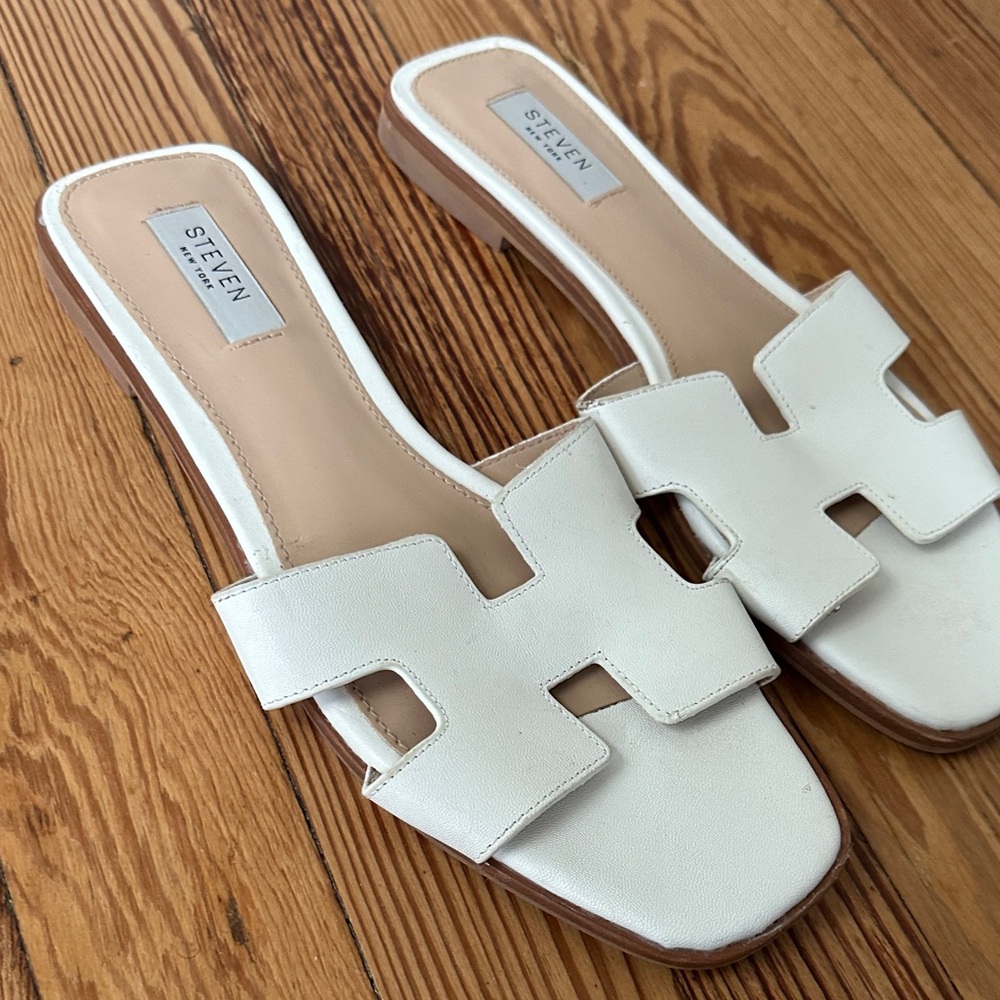 Steven Madden White Slide Sandals for Women - Picture 3 of 8